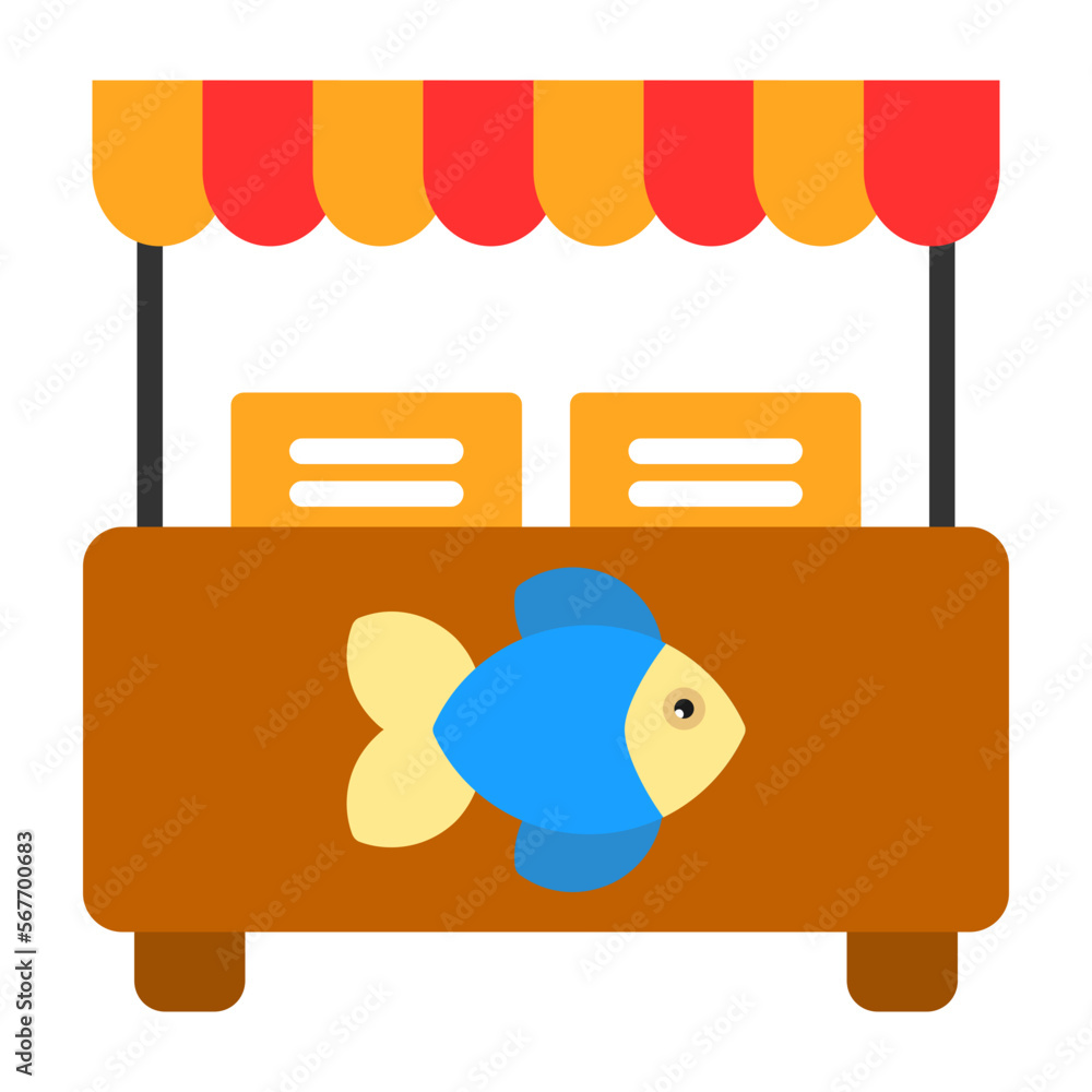 Sticker fish market icon