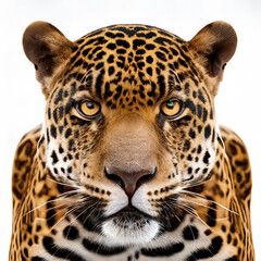 Obraz premium Adult jaguar close-up isolated on a white background. Generative AI.