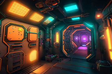 Obraz premium 超リアルなサイパーパンク系背景イラスト(AI generated image)