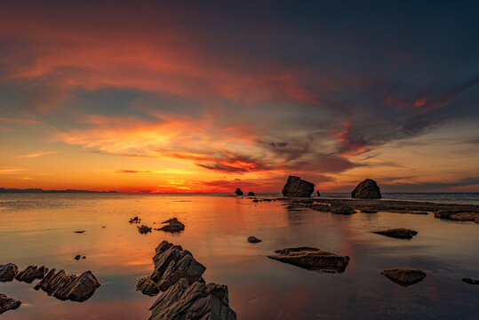 Tramonto sulla spiaggia di Settefrati, Sicilia