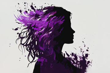 woman silhouette in purple color
