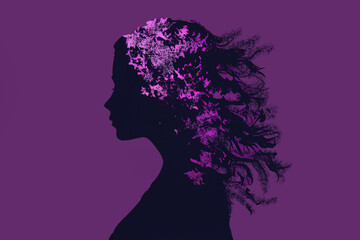 woman silhouette in purple color