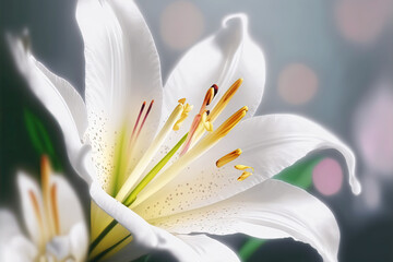 Madonna Lilly Flower White with Blurred Natural Background