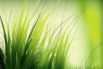 Spring grass, sun shines through the grass, macro