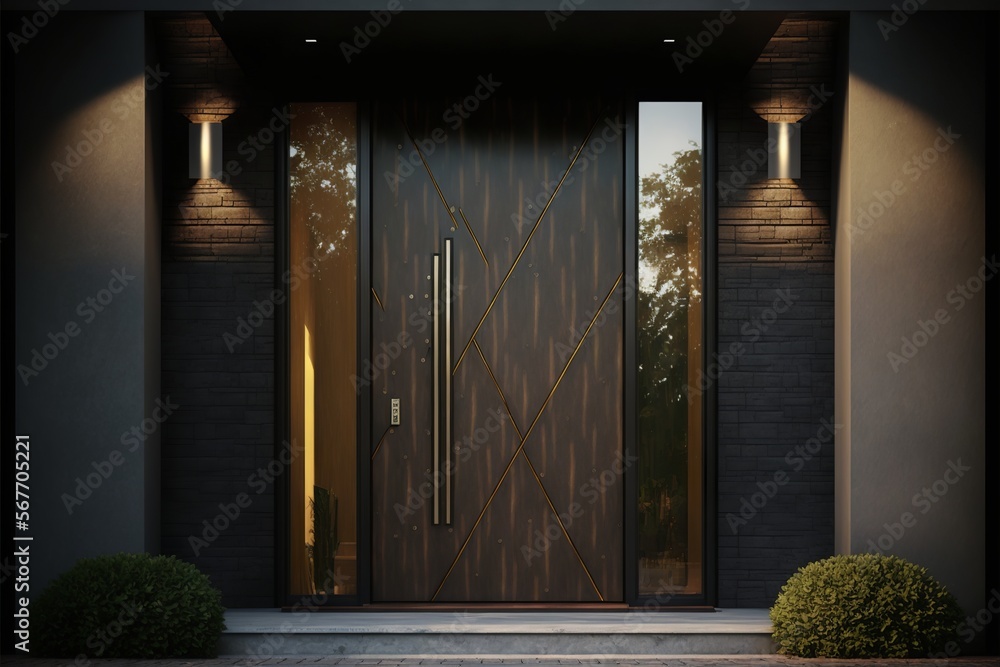 Sticker Premium entrance door with side lighting and wall section