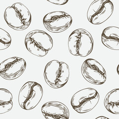 Coffee Beans Sketch Hand Drawn Seamless Pattern