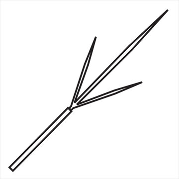 Vector, image of trident weapon, Black and white color, on transparent background