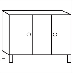 Vector, Image of small cupboard, Black and white color, with transparent background
