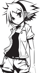 A sketch of a girl anime style modern character