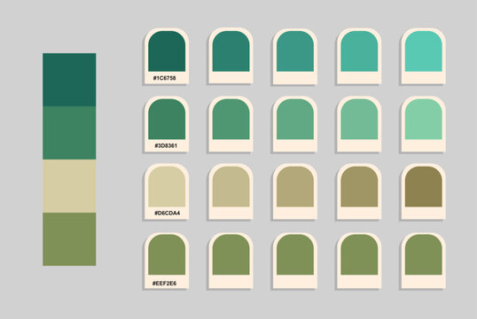 Green khaki color palette, nature colors catalog, colour matching, compatible color codes