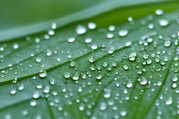 water drops on leaf, generative ai