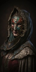 Obraz premium Mardi Gras carnival medieval clothing illustration generative ai