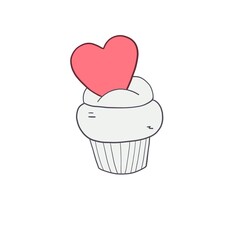 valentine's day, cupcake, candy, heart, illustration