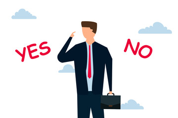 Business decision making, rational thinking of entrepreneurs and decision making for business or career question 