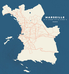 Marseille Map Vector Poster Flyer