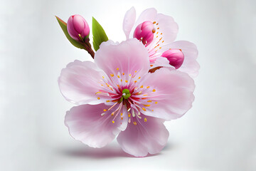 Highly Attractive Cherry blossom in the white background. Generative Ai