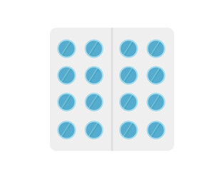 Pills blister pack. Blue tablet.