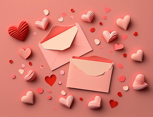 Valentine envelope surrounded by hearts