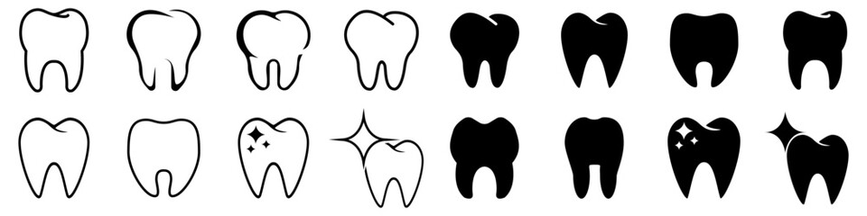 Tooth icon vector set. Dentist illustration sign collection. Teeth symbol or logo.