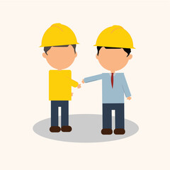 engineer and worker agreement vector , executive handshaking , injury work illustration