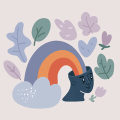 Vector illustration of rainbow out
