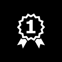 Number one badge  icon isolated on black background. 