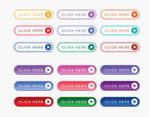 Set of vector modern trendy buttons. Trendy colors on white background. Read More, learn more, buy now, download, watch now, book more colorful button. web button collection design.