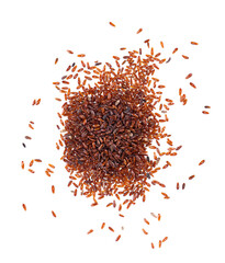 Psyllium seeds isolated on white background. Plantain. Plantago psyllium. Top view.