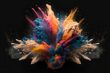 Explosion of colors on black background