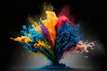 Explosion of colors on black background