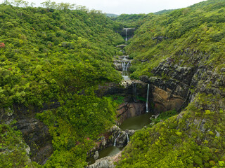 Tamarind waterfalls in Mauritius island