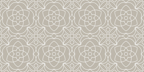 Indian floral seamless pattern with intersecting line flower vector illustration