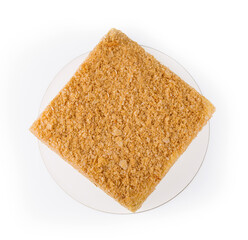 Napoleon Cake on a white plate top view
