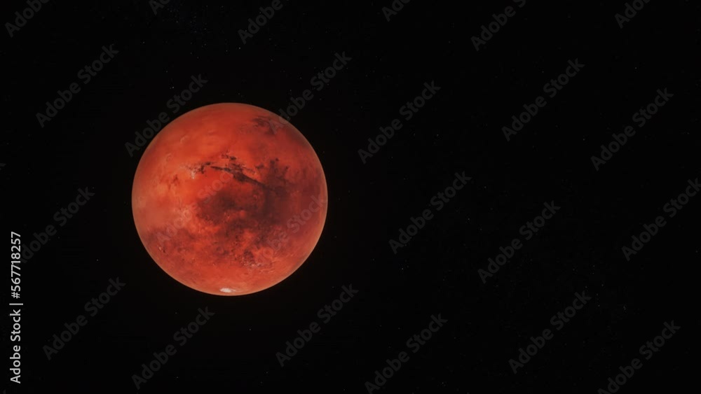 Wall mural concept 8-u1 view of the realistic planet mars with atmosphere and stars.