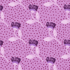 Hand drawn flower seamless pattern. Naive art style. Cute botanical plants endless backdrop. Decorative floral wallpaper.