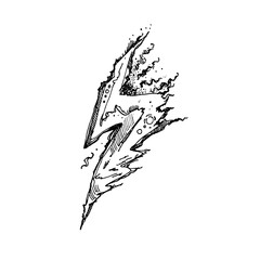 Hand drawn ink graphic tattoo art with thunderstorm bolt lightning. Beautiful line work and dot work, manual no AI art. - 567719088