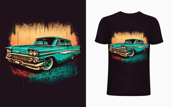 Classic custom muscle car racing in retro style vector illustration for t shirr, poster, flyer design.