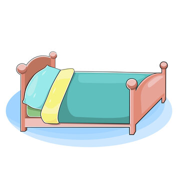 Hand drawn colorful cartoon vector illustration with children bed clipart