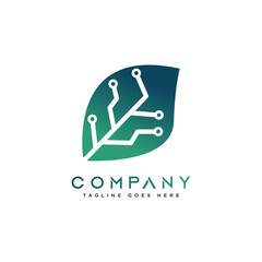 green leaf technology logo design, Eco Tech Logo Template Design Vector Emblem Concept Design Symbol Icons Creative Icons
