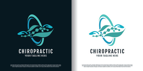 chiropractic logo design vector with creative  unique concept premium vector - obrazy, fototapety, plakaty
