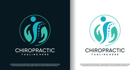chiropractic logo design vector with creative  unique concept premium vector