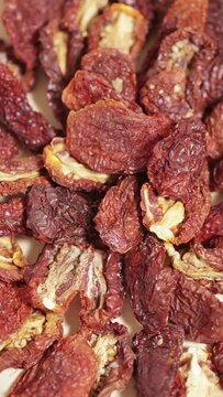 Dried fruits of gentle drying tomatoes with sea salt