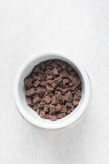Pieces of chopped dark chocolate for baking, Dark chocolate chunks	