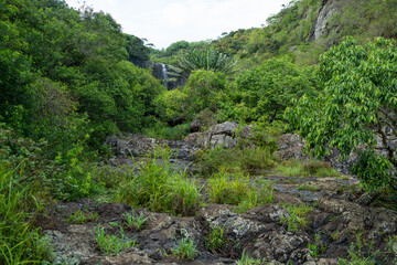 Fototapeta na wymiar Tamarind waterfalls in Mauritius island