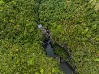 Tamarind waterfalls in Mauritius island