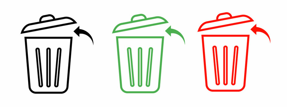 Trash Can Icon Illustration Set. Stock Vector.