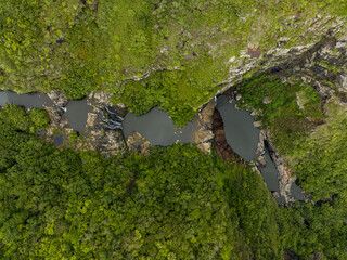Fototapeta na wymiar Tamarind waterfalls in Mauritius island