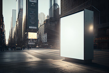 empty billboard promotional display near Times Square in New York City, space for copy, marketing, generative ai - obrazy, fototapety, plakaty