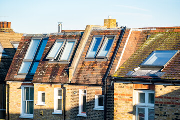 UK- Houses with windows in roof living space in south west London