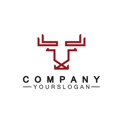 Obraz premium Bull monoline logo design vector template